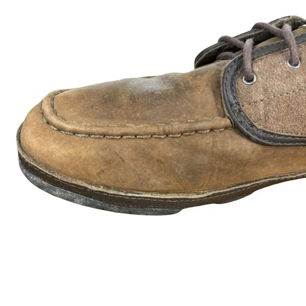 Olukai Kupa'a Kupaa Brown Suede Leather Nubuck Lace Up Drop Heel Shoes sz 11.5